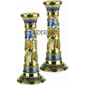 Candle Holders Jerusalem Blue