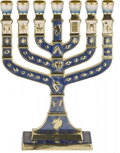 Menorah Tribes Enamel Blue