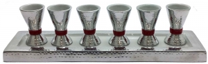 Wine Set Tray with Cups Hammered 1