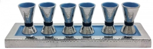 Wine Set Tray with Cups Hammered 2