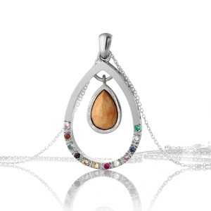 Teardrop Shaped Pendant on 18 inch gold Plated Necklace