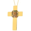 Cross with Choshen Stones on 18 inch gold plated necklace