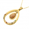 Teardrop Shaped Pendant on 18 inch gold Plated Necklace