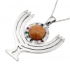 Menorah Choshen charm on gold plated 18 inch necklace